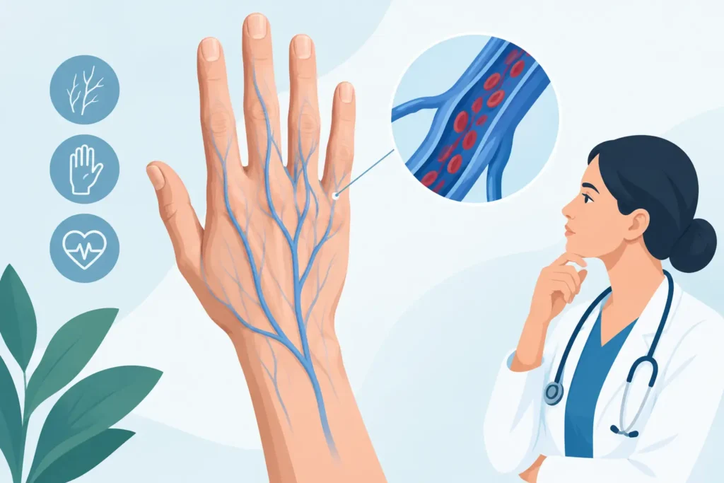 Venas de la mano y señales para una revisión vascular